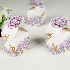 25 Lavender Peony Floral Top Party Favor Boxes Lilac Wedding Party Events