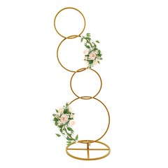 5.02ft High Metal Square Pillar Flower Stand, Gold Arch Stand With 4-tier