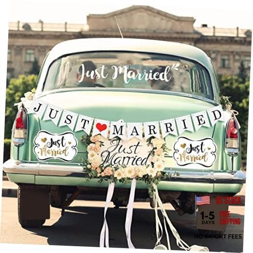 4 Sets Just Married Car Decorations Kit Wedding Car Decor | Just Married Sign
