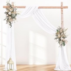Wedding Arch Draping Fabric 29″ x 20Ft Sheer Drapes Fabric Gauze 1 White