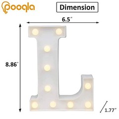 LED Marqueeights Sign, Light Up Alphabet Letter for Home Letter L Warm White