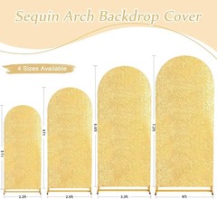 Arch Backdrop Cover 6.6FT Gold Sequin Covers Wedding Spandex Fitted Arch Covers