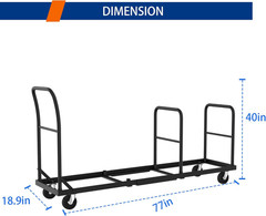 Folding Chair Cart,L-Shape Horizontal Placement Chair Cart,Heavy Metal Folding C