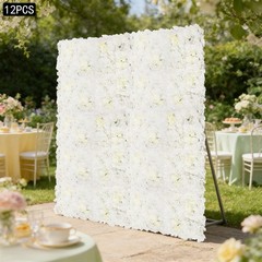 12Pcs Artificial Flower Wall Panels 42*42cm Wedding Roses Dahlias Wall Backdrop