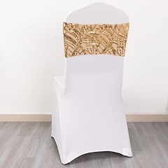 5 GOLD Mesh Embroidered Sequins CHAIR SASHES Party Events Decorations Supplies
