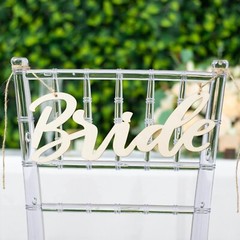 2 Natural 12×5 in Wooden Bride and Groom Chair Signs HANGING DECOR Party Events