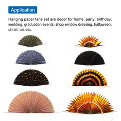 8Pcs Hanging Paper Fans Party Set Decoration for Birthday Gold Black Gray
