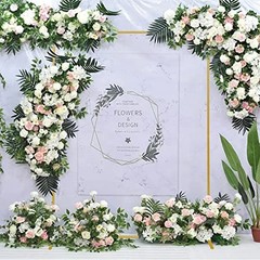 Gold Wedding Arch Backdrop Stand Square Balloon and Flower Metal 6.6FT*6.6FT