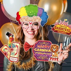 30 Pieces Carnival Photo Booth Props Funny Circus Carnival Photobooth Props C…
