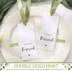 24 Pcs Reserved Seating Tag with Ribbon Wedding Chair Tags Reserved Signs for We