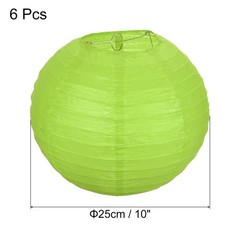 6pcs 10 Inch Folding Hanging Paper Lanterns Medium Lampshade Green
