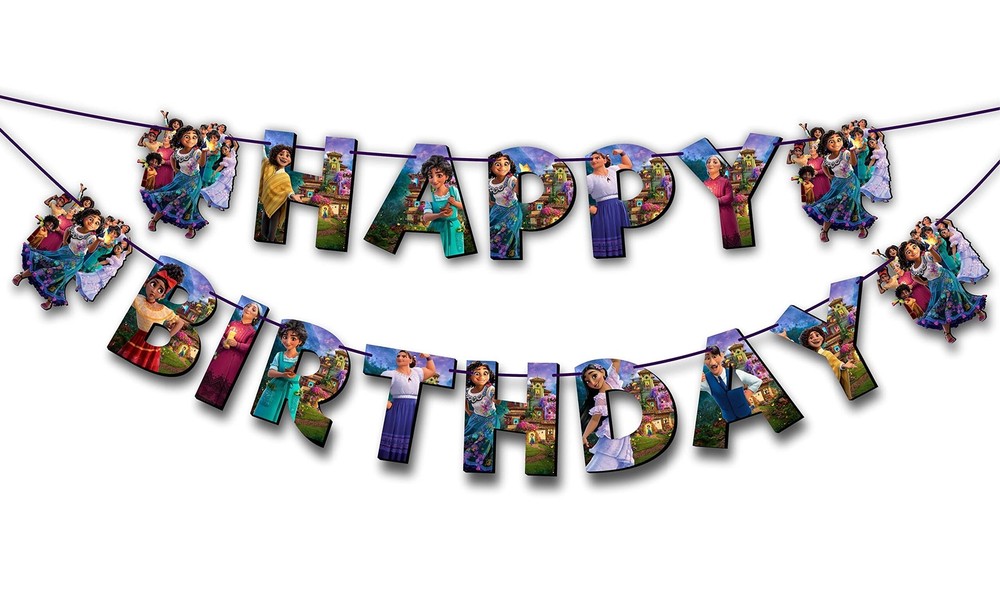 “Encato Happy Birthday Banner – Magical Family Theme Party Decorations 