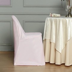 50 Blush Polyester FOLDING Flat CHAIR COVERS Wedding Party Banquet Decorations