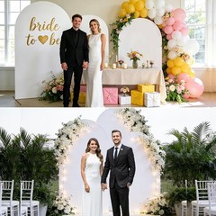 Wedding Arch Cover (7.2FT, 6.6FT, 6FT) Set of 3 Spandex Fitted Wedding Arch Stan