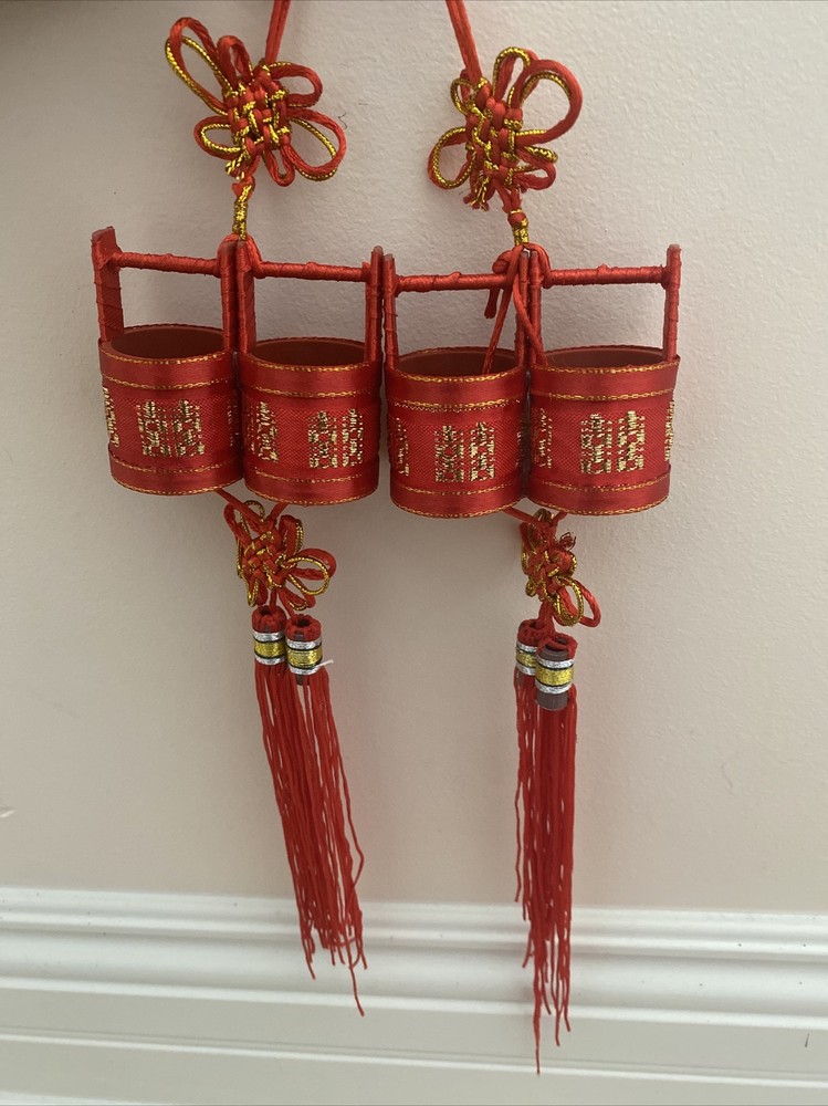 2 Pair Of Chinese Traditional Marry Offsping Treasure Bucket 2.5X2.25中國傳統結婚子孫寶堂筒
