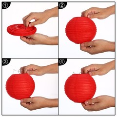 6pcs 6 Inch Folding Hanging Paper Lanterns Small Lampshade Light Blue