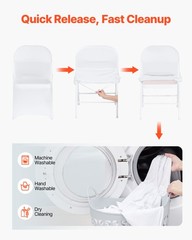 VEVOR 150PCS White Stretch Spandex Folding Chair Covers for Wedding Party Dining