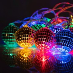 10 LED 2″ Disco Balls String Lights 5.5ft, Battery Operated Portable Decorati…