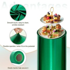 Set of 5 Cylinder Spandex Stand Covers, Green, Foil Fabric
