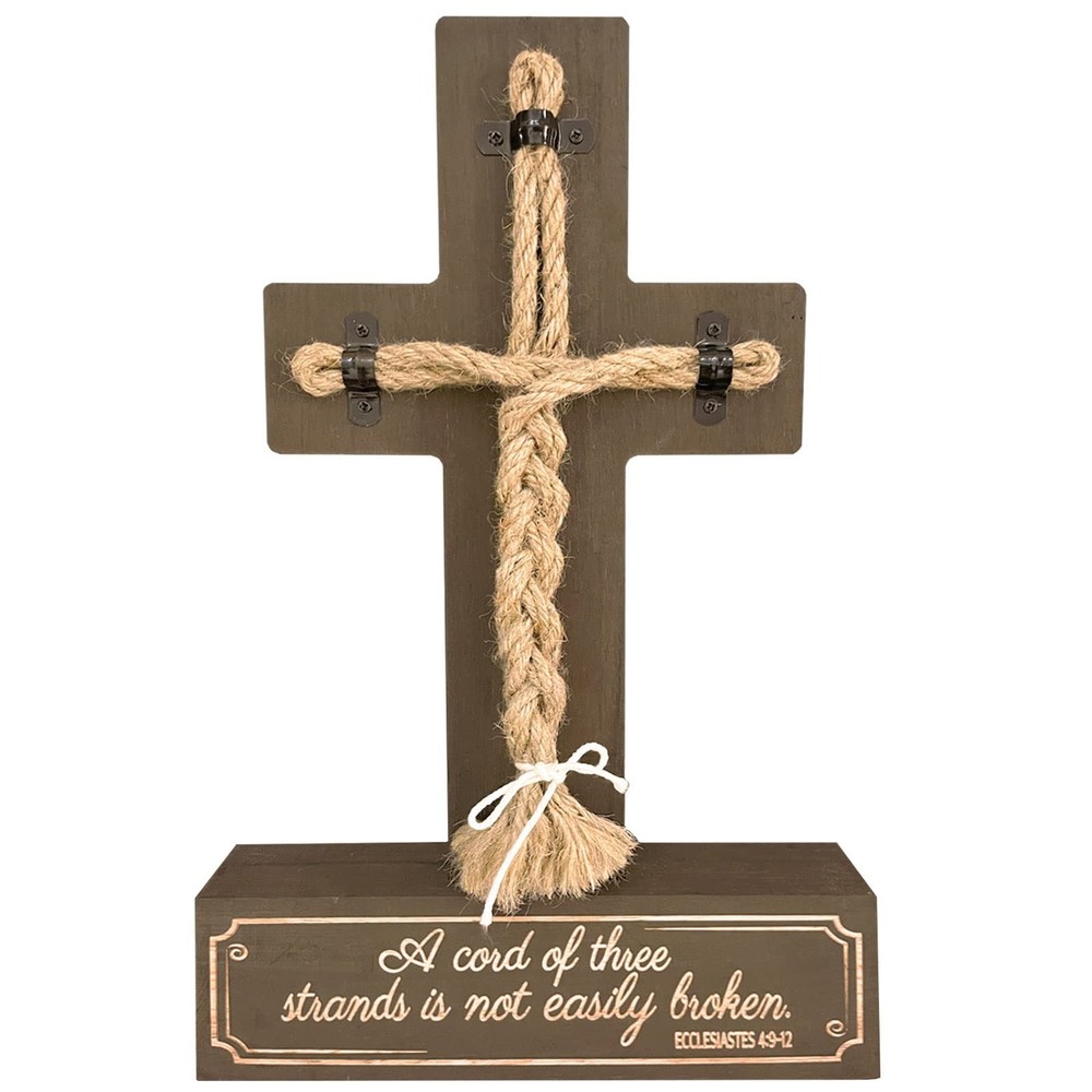 Wedding Sign: Three Strands, Tie The Knot, Cross Decoration Dark Brown