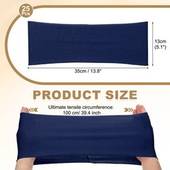 25 Pcs Spandex Chair Sashes Bows with Slider Buckle, Dark Blue