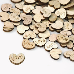 400Pcs Rustic Wooden Love Heart Wedding Table Scatter Decoration Engraved Natura