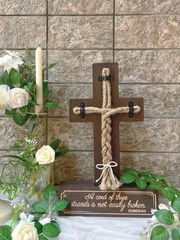 Wedding Sign: Three Strands, Tie The Knot, Cross Decoration Dark Brown