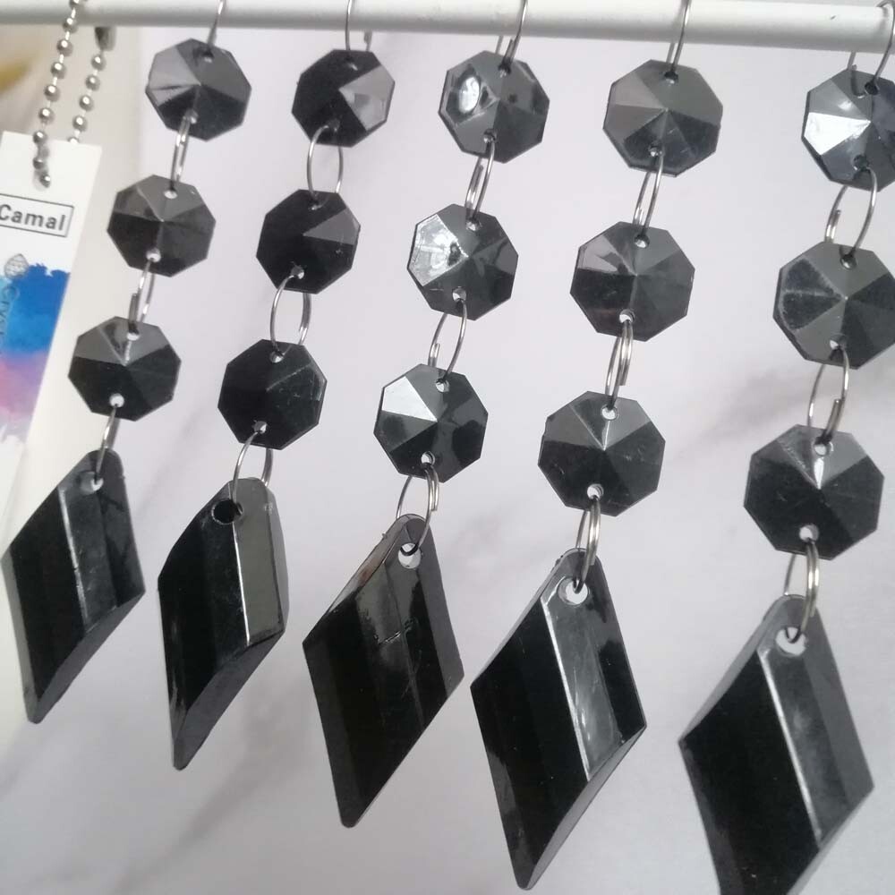 60pcs 105mm Black Button Pendant Acrylic Octagon Bead Garland Chandelier Hanging