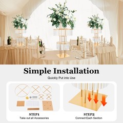 Wedding Gold Vases Centerpieces Luxurious Crystal Flower Stand 5 Tier