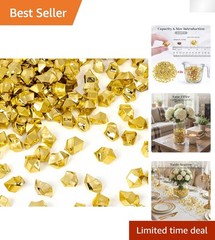 150PCS Gold Acrylic Ice Rocks – Elegant Faux Nuggets for Table Scatter & Decor