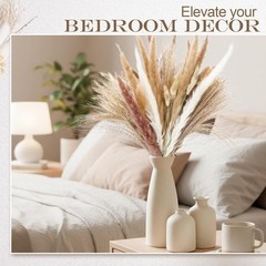 Ceric Vase Set of 6 with 100 Pcs Dried Ppas Grass Flowers,