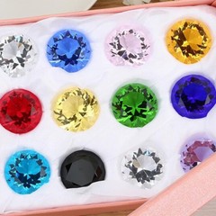 11Color Glass Crystal Diamond Shape Paperweights Facet Jewel Wedding Gift 30mm