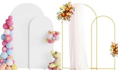 Arch Backdrop Stand and Cover Set of 2, Arch Stand with Cover 6FT,7.2FT White