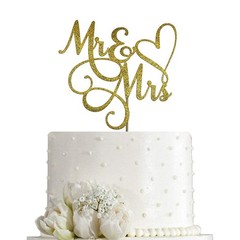 Gold Glitter Mr & Mrs Cake Topper – Wedding, Engagement, Wedding Anniversary …