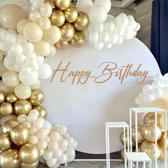 Happy Birthday Party Backdrop Wall Stickers, Champagne Script Lettering with …
