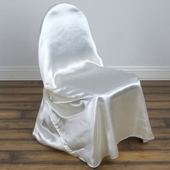 6 Ivory SATIN UNIVERSAL CHAIR COVER for Wedding Banquet Reception Decorations