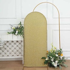 5 ft CHAMPAGNE Metallic Fitted Spandex Round Top Arch STAND COVER Party Events