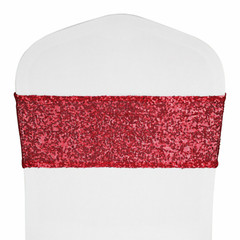 10/25/50/100Pcs Spandex Stretch Sequin Chair Sashes Bow Band Wedding Party Decor