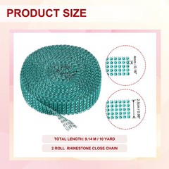 2 Roll 1″x20 Yard Crystal Rhinestones Mesh Ribbon Lake Blue (4mm)