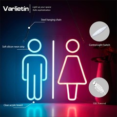 Restroom Neon Sign for Wall Decor, Toilet LED Business Neon Signs Lights for …