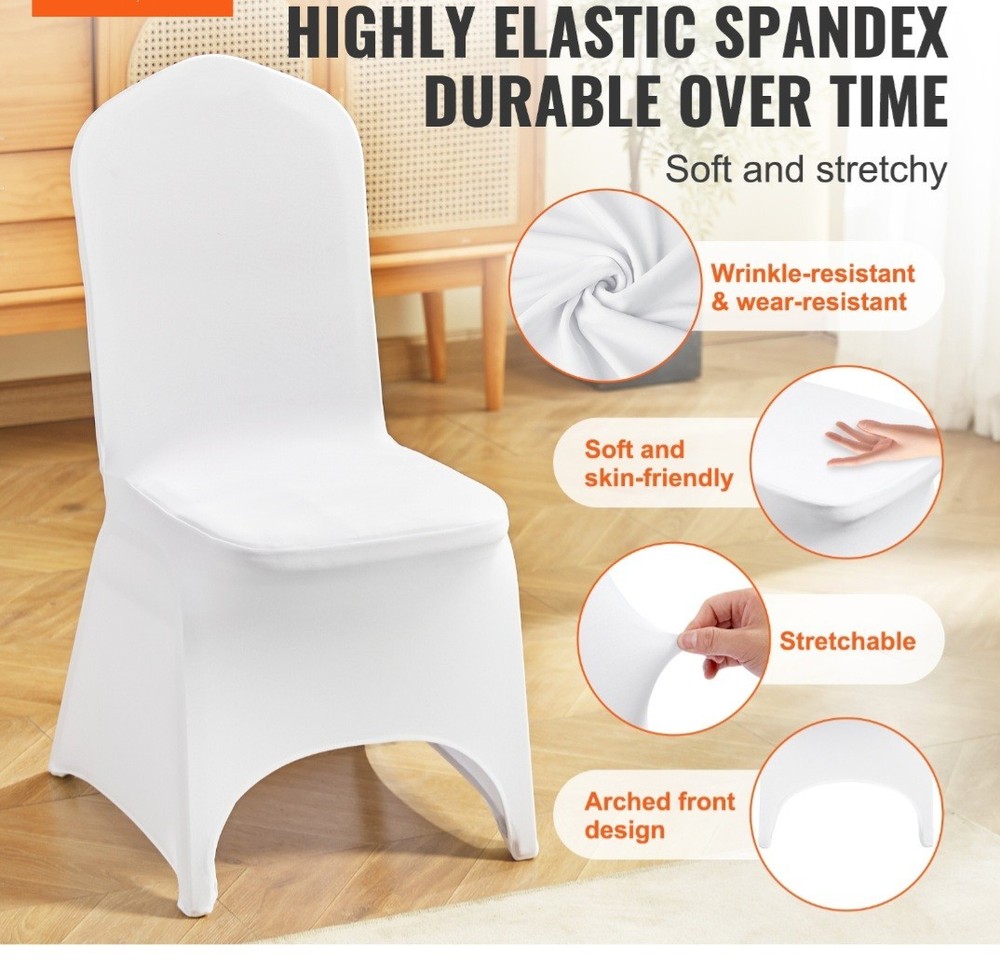 Stretch Spandex Wedding Party Arched Front Chair Covers White (50pcs)