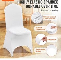 Stretch Spandex Wedding Party Arched Front Chair Covers White (50pcs)