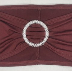 Unbranded Stretch Maroon Chair Sashes w/ Silver Accent Wedding Party Decoration