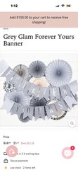 Paperlove Grey Glam “Forever Yours” Banner and Matching Table Numbers Wedding