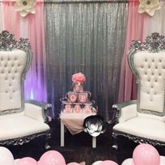 TCBESTO Silver Sequin Backdrop Curtain 8FTx8FT 1 Panel Sparkly Wedding Party Bac