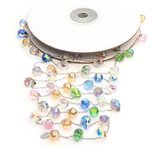 Christmas Garland, 9.8Ft Crystal Glass Beads Strands, 100pcs 10mm Multi Color