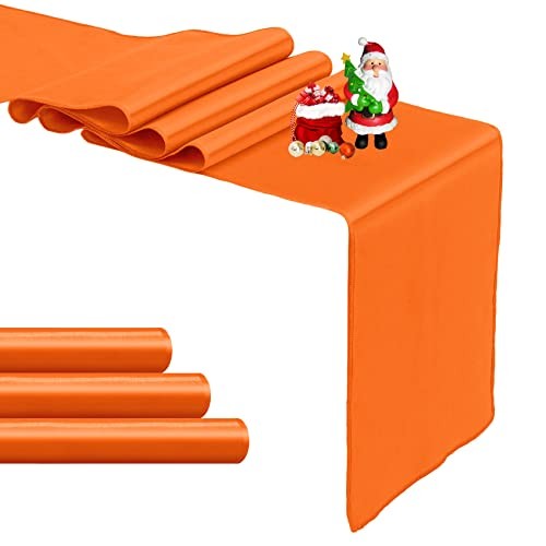 4-Pack Satin Table Runner 12 x 108 Inch Long Bright and 12″x108″ 4PCS Orange