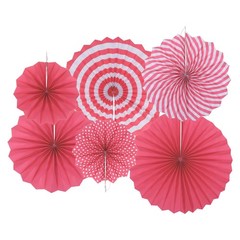 12Pcs Hanging Paper Fans Party Set Decoration for Birthday,Wedding Rose Red