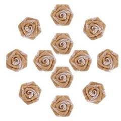 DECORA 12 Pieces Burlap Rose Flowers for Wedding Decoration DIY Craft