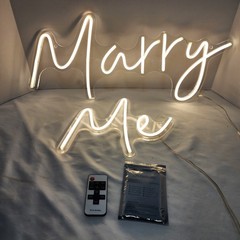 “Marry Me” LED Neon Sign Wedding Proposal 2-Piece Set w/ Remote Warm White